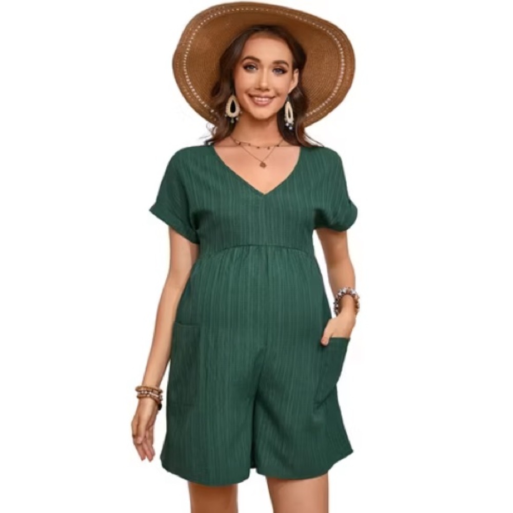 Green Maternity Romper NWT